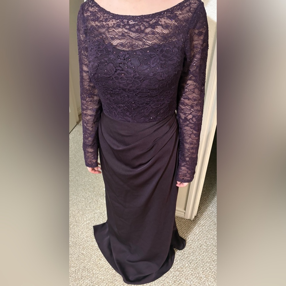 Elegant Purple Lace Evening Gown